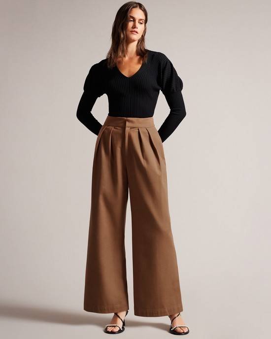 Pantaloni Ted Baker Oaklia Donna Marroni | YMNKE8159